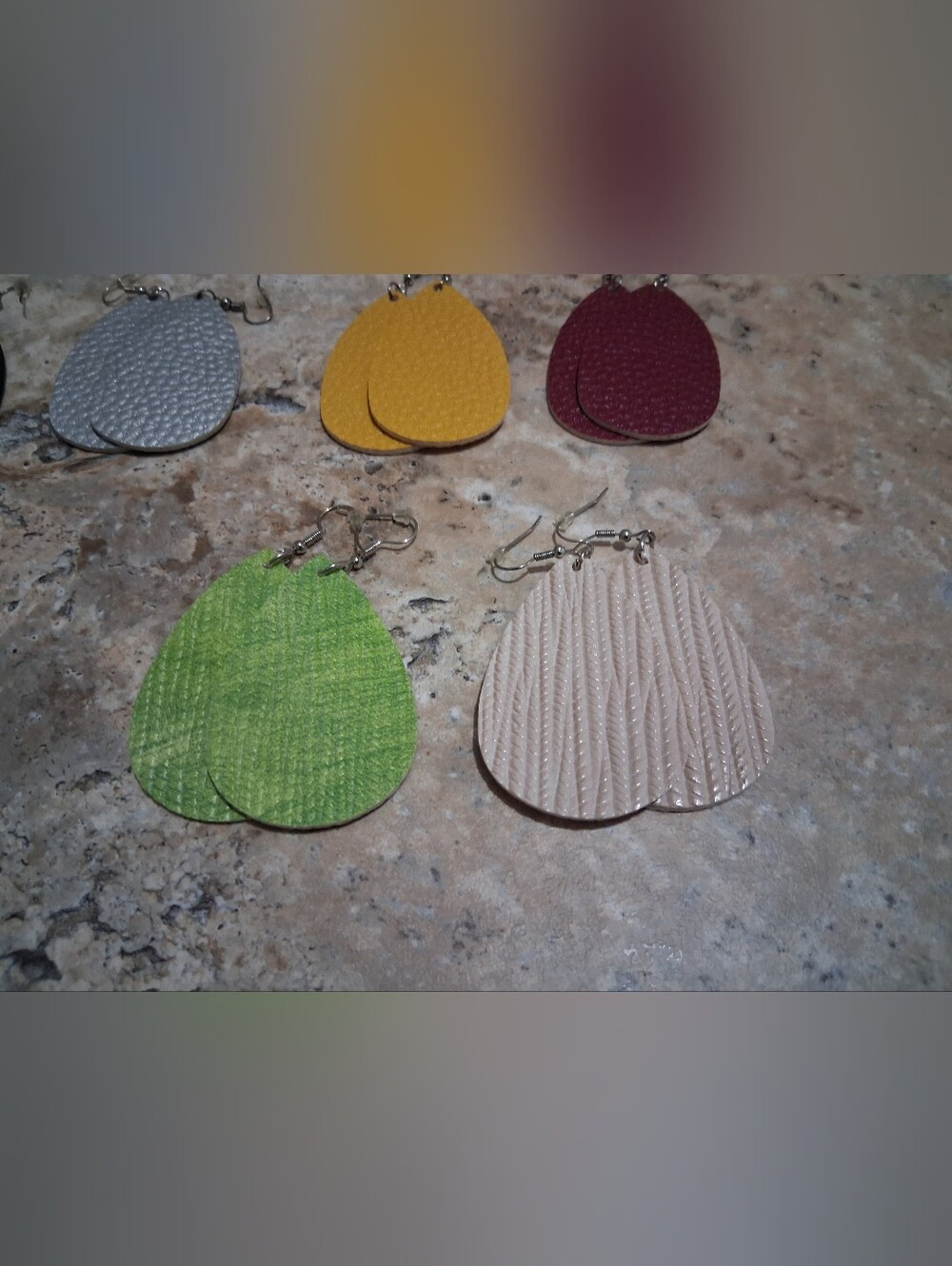 11 Pairs Assorted Teardrop Faux Leather Dangle Earrings - Multi Color Pack - Picture 7 of 9